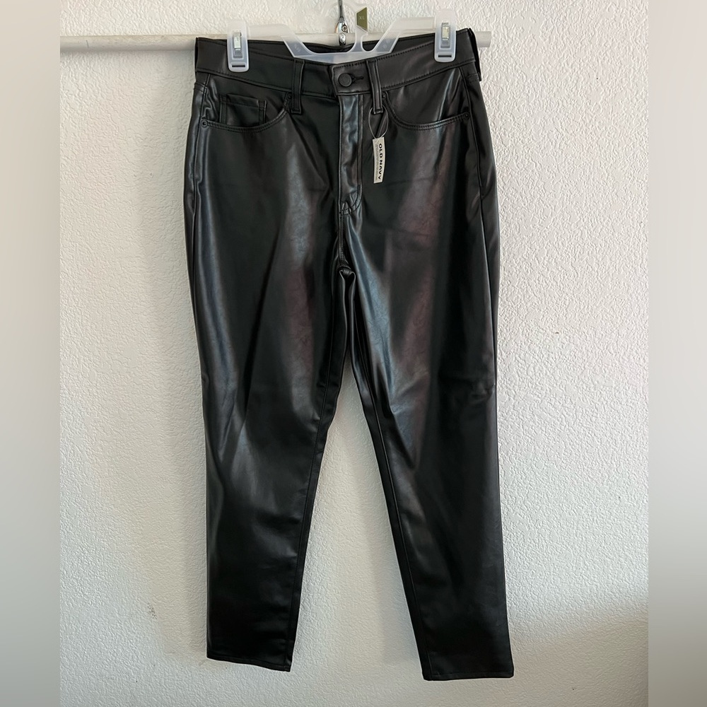 OG straight leg high rise black leather pants